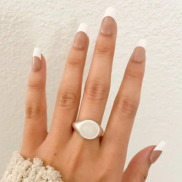 925 Sterling Silver Chunky Ring Oval Dome Ring Statement Ring Brushed Ring - Picture 8 of 10